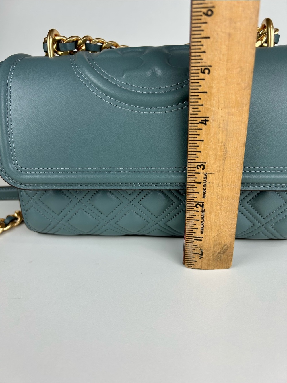 TORY BURCH FLEMING BLUE GRAY SHOULDER CROSSBODY BAG PURSE - Picture 11 of 14